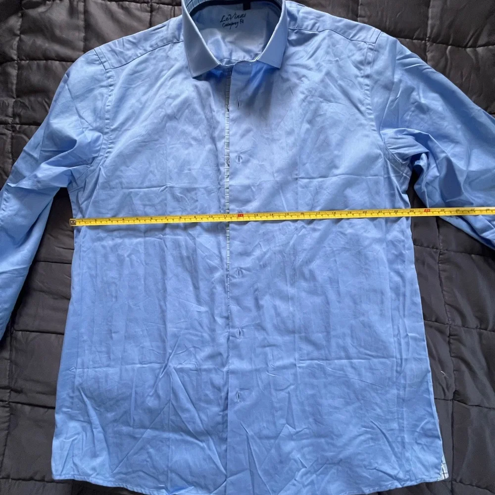 Le Vinas Blue Long Sleeve Dress Shirt Contemporary Fit 17-17.5 - Picture 4 of 11